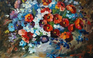 Обои цветы, leonid afremov, картины, живопись