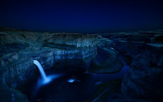 Картинка ночь, водопад, palouse falls, washington