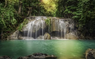 Картинка природа, деревья, водопад, thailand