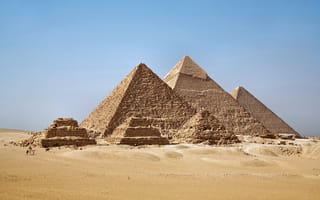 Обои песок, гиза, пустыня, люди, египет, пирамиды