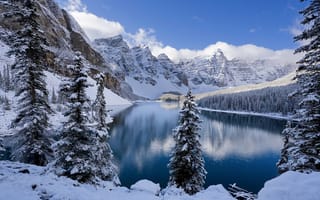 Картинка зима, моренные озёра в альберте, канада