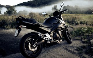 Картинка мотоцикл, горы, зеркала, местность