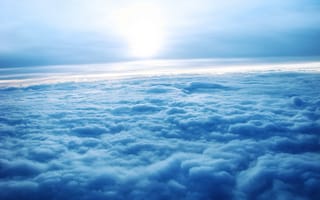 Картинка облака, вид, из самолета, солнце