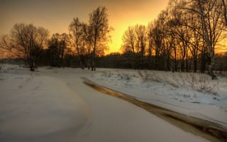 Картинка закат, зима, река, лед