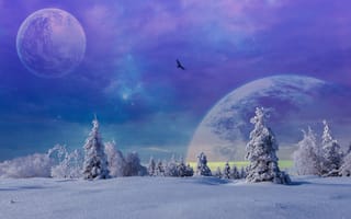 Картинка зима, снег, фантазия