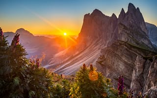 Картинка восход солнца, Италия, горы, природа