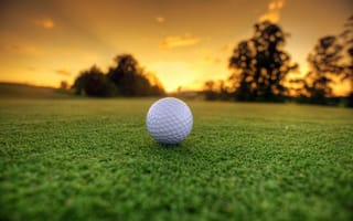 Картинка гольф, мяч, вечер, газон