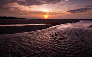 Картинка Приливный поток на пляже Найтклифф, море, Австралия, пейзаж, закат, Дарвин, песок, берег