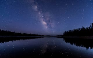 Картинка Млечный Путь, отражение, озеро