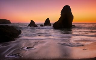 Картинка Sonoma Coast State Park, shore, State of California, beach, sunset, ocean, summer, seaside, water, outdoor, sea, landscape