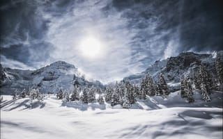 Картинка Бернские Альпы, Швейцария, Зима, Альпы, Эйгер, Бернский Оберланд