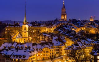 Обои Берн, Швейцария, город, ночь