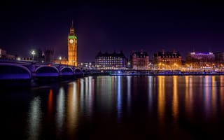 Картинка ночной город, Лондон, Биг Бен