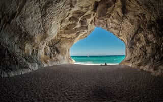 Картинка скалы, природа, песок, пещера, море