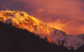 Картинка Гималаи, холм, горы, закат, Снегова