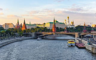 Обои Moscow Kremlin and Moscow River, Москва, архитектура, мост, Russia, Россия, города