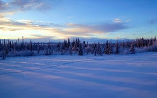 Картинка Аляска, зима, закат
