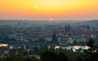 Картинка Прага, закат солнца, Чехия