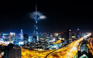 Обои ОАЭ, ночные города, освещение