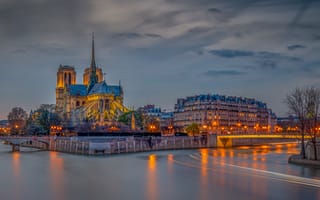 Картинка Paris, город, панорама, Notre Dame, Франция