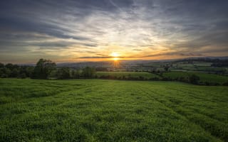 Картинка Баллиндрайт, закат, поле, графство Донегал, небо, Ирландия, Лиффорд, пейзаж, трава