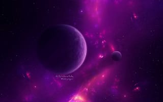 Картинка туманность, Digital Universe, девиант арт, фиолетовый, космос