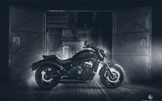 Картинка Кавасаки, мотоциклы, пейзажи, черно-белый, Behance