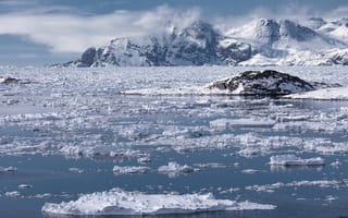 Картинка Гренландия, облака, снег, лед