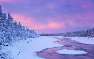 Картинка река, зима, сугробы