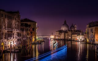 Картинка Canal Grande, освещение, Италия