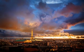 Картинка Париж, вечер, фотография, закат, мир