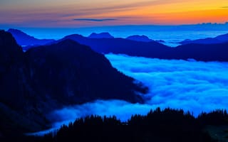 Картинка Национальный парк Маунт Рейнир, море облаков, горы