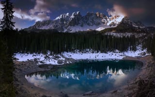 Картинка природа, озеро, горы, снег, холод