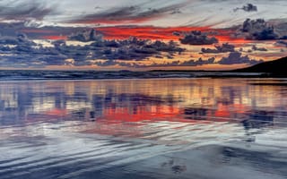 Картинка Гламорган, облака, небо, Великобритания, отражение, море, природа, пейзаж, Уэльс, побережье, берег