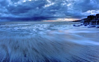 Картинка Гламорган, побережье, облака, пейзаж, природа, берег, небо, море, Великобритания, Уэльс
