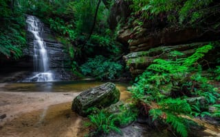 Картинка водопад, пейзаж, скалы, природа, Австралия, камни