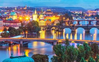 Картинка Прага, мосты, река Влтава