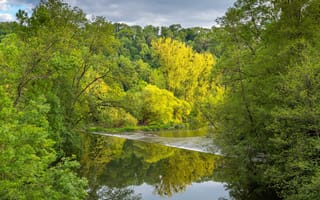 Картинка Гогенлоэ, пейзаж, лес, деревья, природа, Бавария, Швабия, река