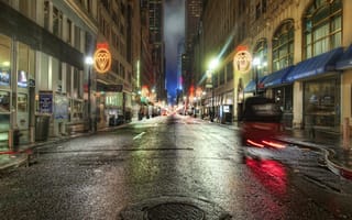 Картинка Даймонд-Дистрикт, улица, город, ночь, освещение, New York