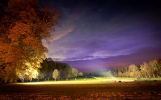 Картинка Франция, пейзаж, ночь, Рэтклифф, освещение, парк, деревья