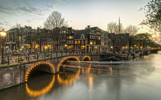 Картинка Amsterdam, Расположен в провинции Северная Голландия, панорама, Амстердам, Нидерланды, столица и крупнейший город Нидерландов, Голландия