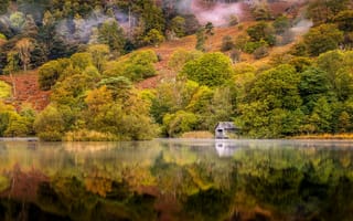 Обои Lake District National Park, Великобритания, осень, пейзаж, деревья, отражение, Озёрный край, лес, озеро