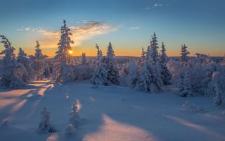 Картинка панорама, зима, закат