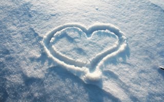 Картинка сердце, зима, снег