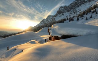 Картинка зима, Австрия, снег, солнечный свет, пейзажи