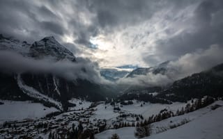 Картинка Альпы, горный хребет, природа, туман, небо, форма рельефа, геологическое явление, погода, пейзажи, снег, пейзаж, горные формы рельефа, облако, горы, зима, облака, сезон