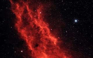 Картинка красная туманность, светящиеся, вселенная, звезды, галактика