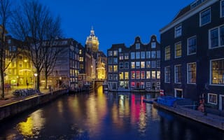Картинка Amsterdam, Голландия, Расположен в провинции Северная Голландия, панорама, Амстердам, Нидерланды, столица и крупнейший город Нидерландов