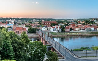 Картинка города, Каунас, реки, Литва, мост, реки мосты