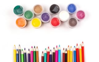 Картинка разное, карандаши многоцветные, карандаши, многоцветный, белый, краски
